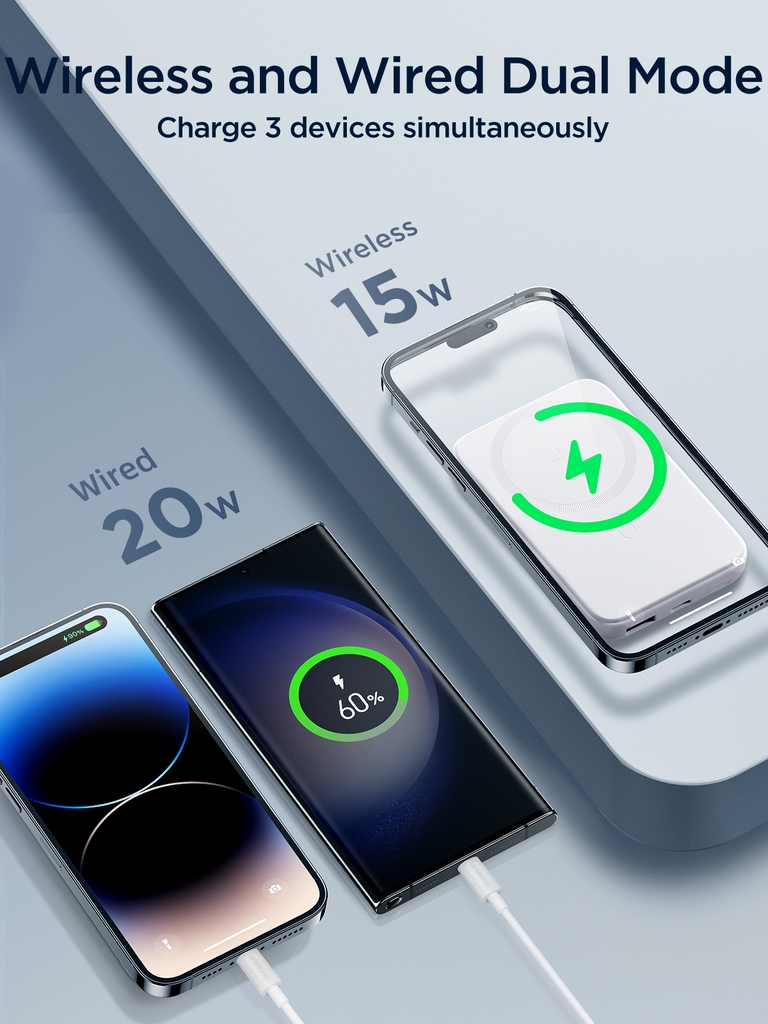 Sạc dự phòng iPhone Joyroom W020 công suất 20W 10000mAh nam châm magsafe - Chứng nhận CCC-FCC-CE