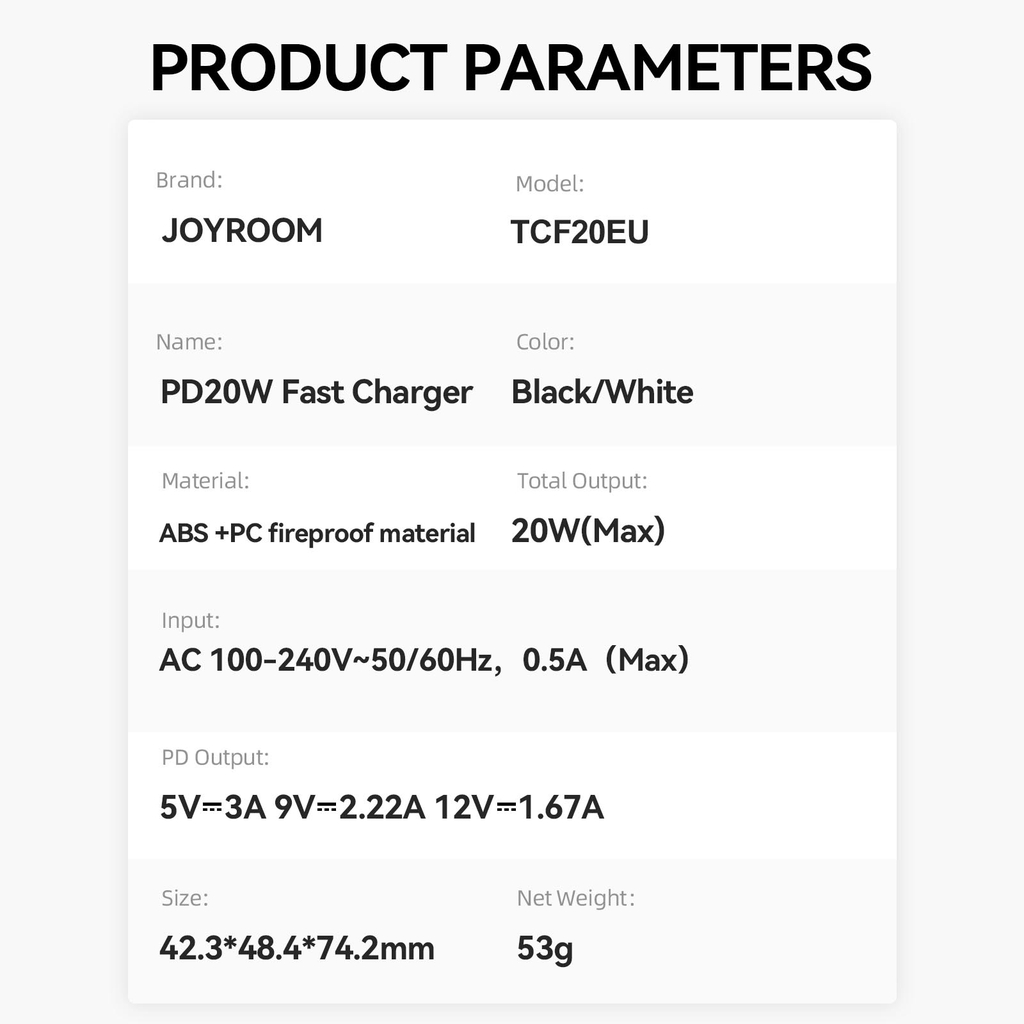 Cóc sạc 20W TCF20 Joyroom 1 cổng sạc C siêu nhanh