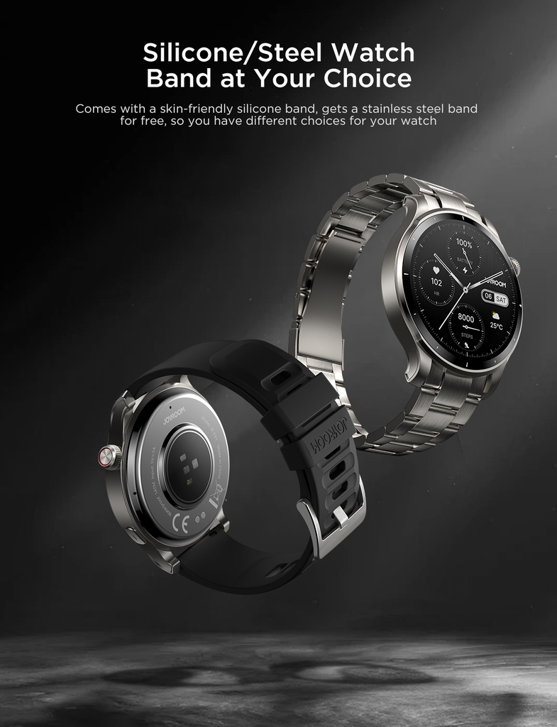 Đồng hồ thông minh Joyroom FV1 Classic Smart Watch tích hợp hơn 110 môn thể thao và đo sức khỏe nhịp tim, huyết áp, SPO2 màn hình AMOLED sắc nét