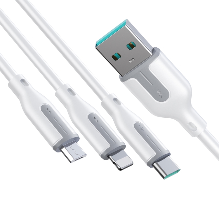 Cáp sạc Joyroom đa năng 3 in 1 S-1T3066A15 Ice-Crystal Series 66W USB to Lightning+TypeC+Micro Fast Charging Data Cable