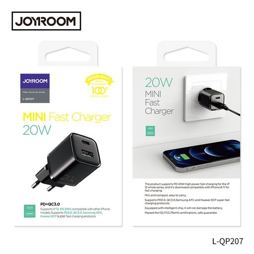 Cóc sạc Joyroom 20W QP207 Travel series 2 cổng sạc mini