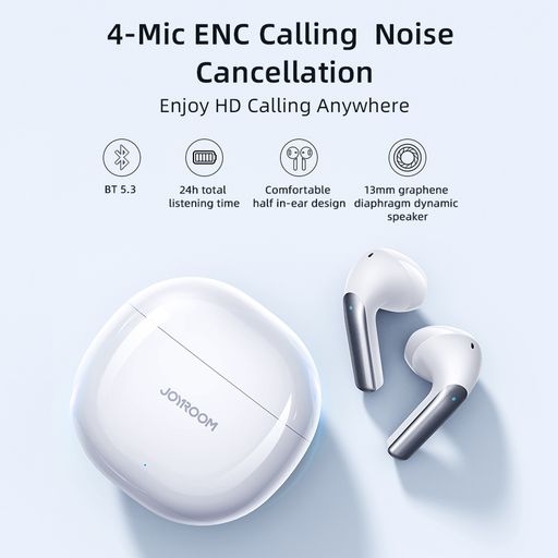 Tai nghe không dây Joyroom Jpods Series JR-PB1 True Wireless Dual-Mic ENC Earphones-White
