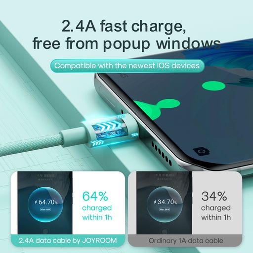 Cáp sạc Joyroom 20W sạc nhanh Silicone Lightning fast charging cable