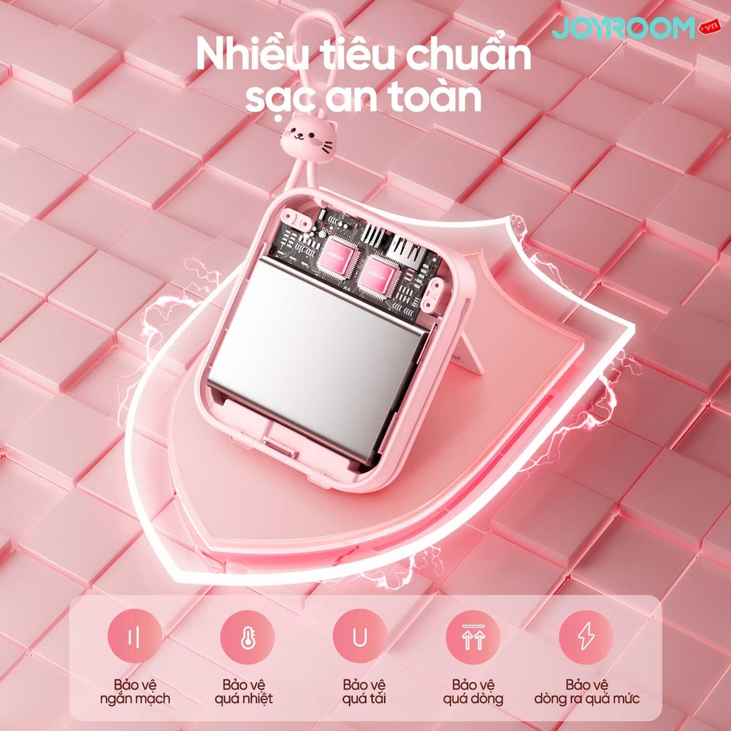 Sạc dự phòng Joyroom Jelly Series 22.5W Power Bank 10000mAh tích hợp 2 dây sạc USBC + iPhone