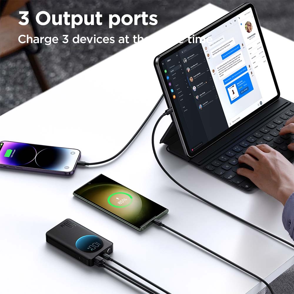 Sạc dự phòng Joyroom PBF01 tích hợp đèn pin 30W có màn hình hiển thị công suất tặng kèm cáp USB C 25cm Power Bank dùng cho điện thoại , máy tính bảng