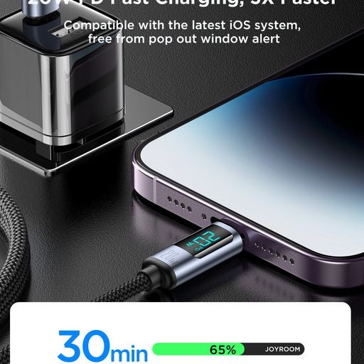 Cáp sạc iPhone Joyroom Prism Series Digital Display Fast Charging Data Cable có màn hình hiển thị công suất nhiều phiên bản sạc type c công suất lên 100w