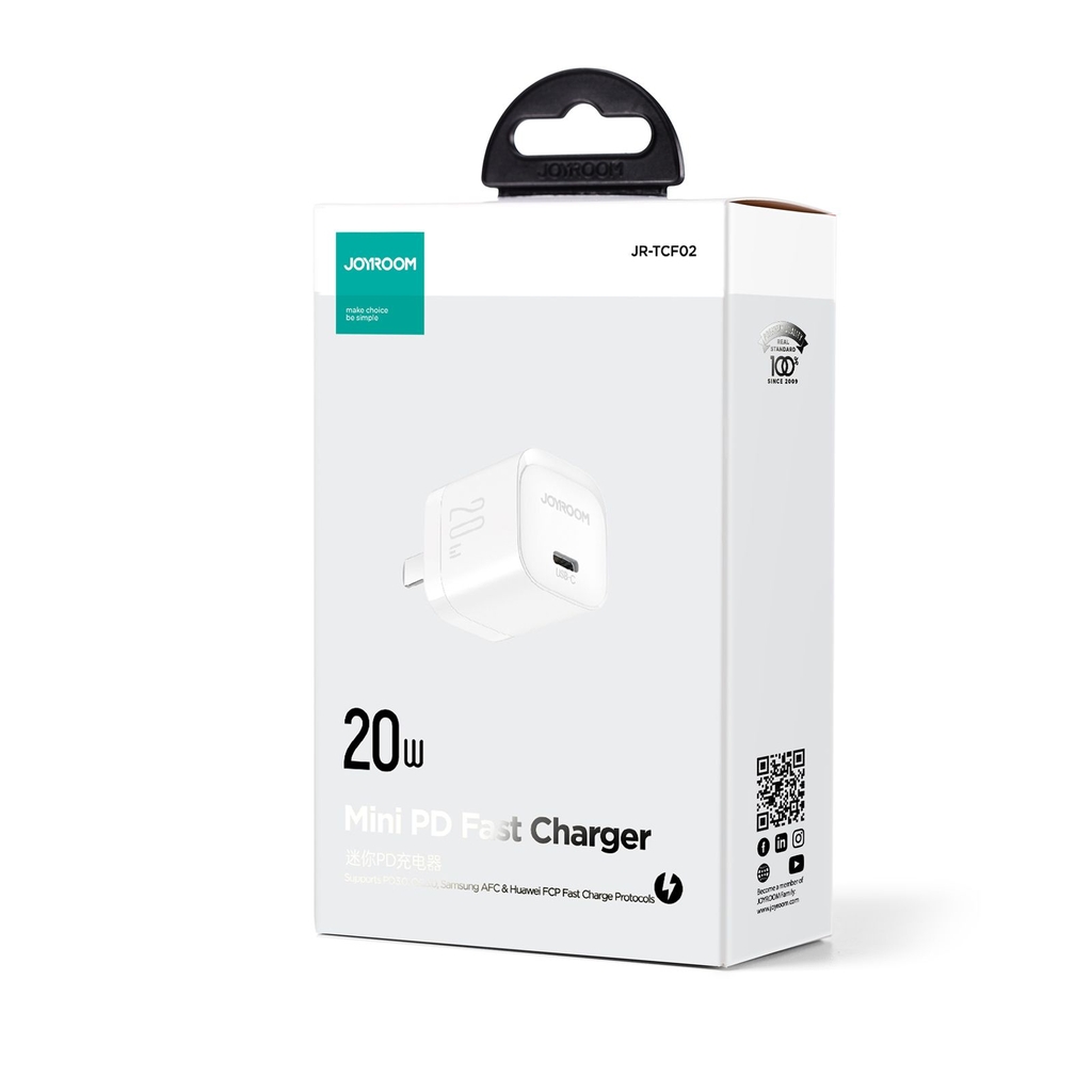 Cóc sạc Joyroom 20W TCF02 PD mini Charger-Black EU