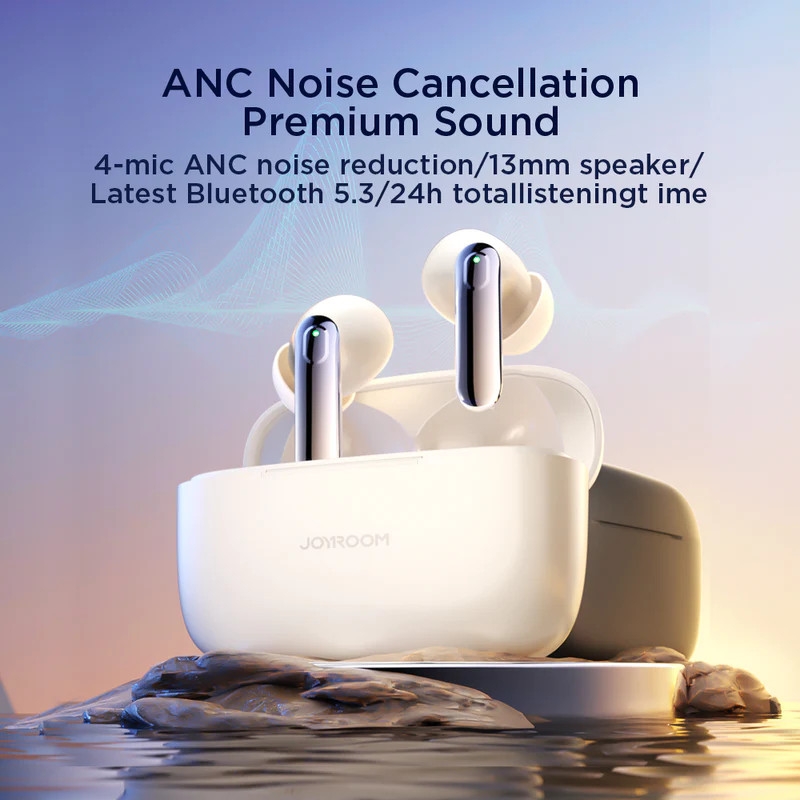 Tai nghe không dây Joyroom Jbuds Series BC1 True Wireless ANC chồng ổn chủ động, âm thanh chất lượng dùng cho điện thoại, máy tính bảng, máy tính laptop