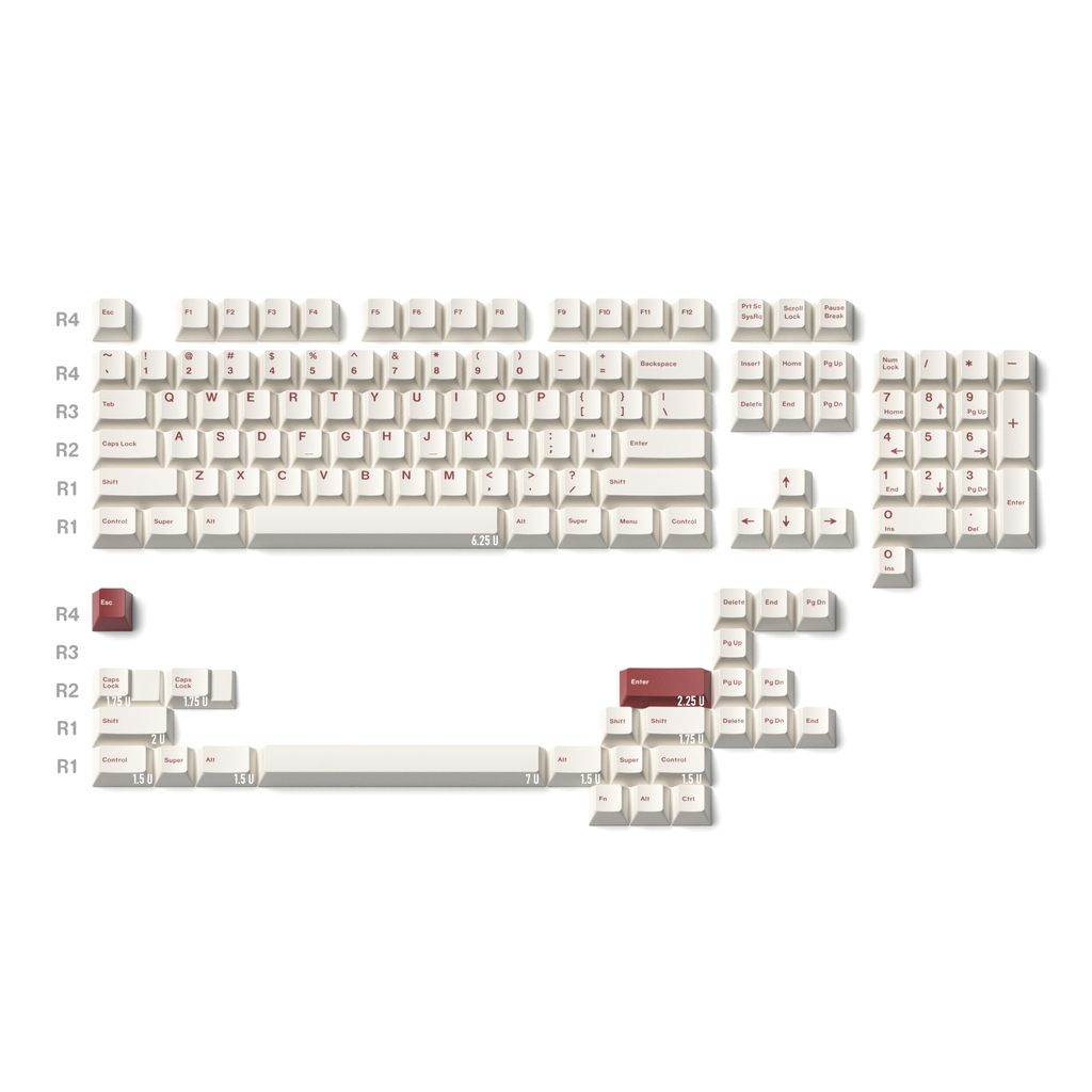 Bộ keycap JKDK Red on White (Cherry / PBT Dyesub / 131 nút)