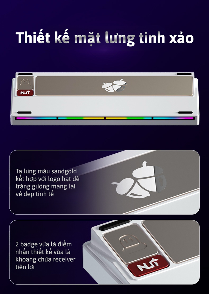 Nut65 - Kit bàn phím cơ nhôm 3 mode LED RGB