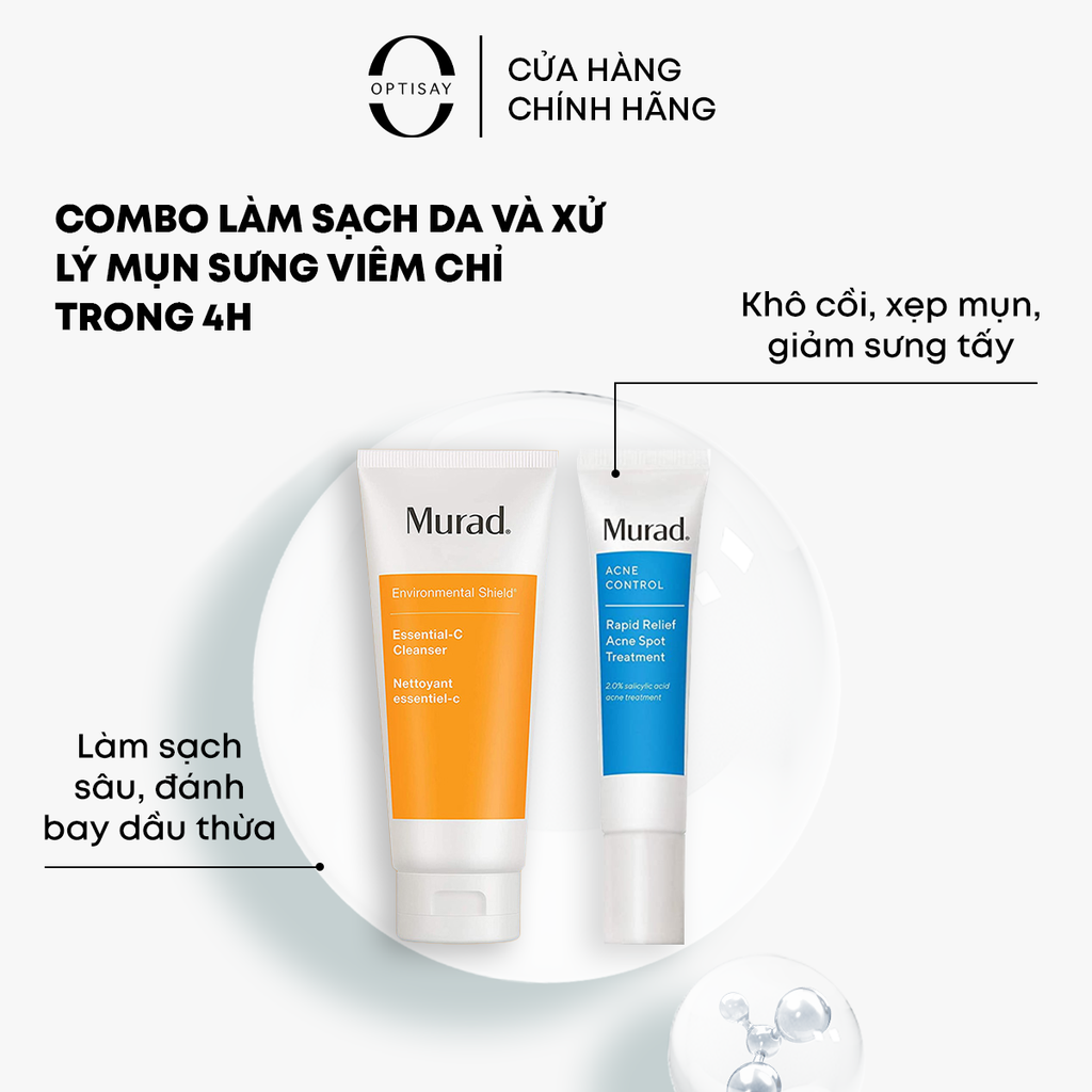 [MURAD] COMBO SỮA RỬA MẶT & GEL CHẤM GIẢM MỤN CẤP TỐC