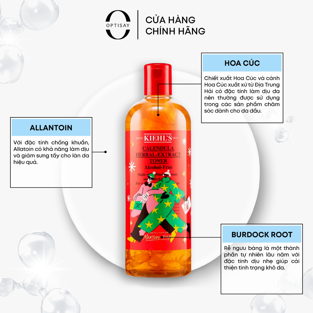 [Phiên bản giới hạn] Nước Cân Bằng Kiehl’s Hoa Cúc Calendula Herbal Extract Alcohol-Free Toner 500ml cho da thường tới da dầu