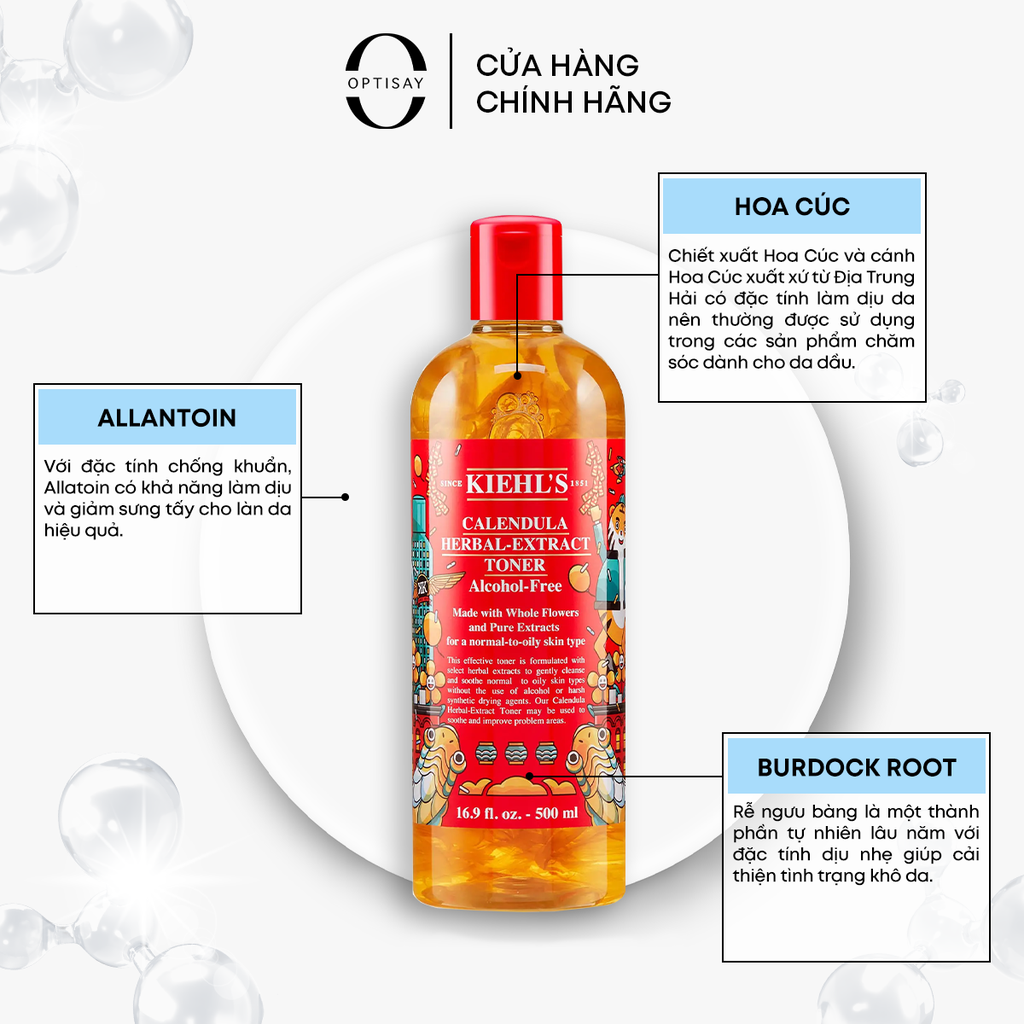 [Phiên bản giới hạn] Nước Cân Bằng Kiehl’s Hoa Cúc Calendula Herbal Extract Alcohol-Free Toner 500ml cho da thường tới da dầu