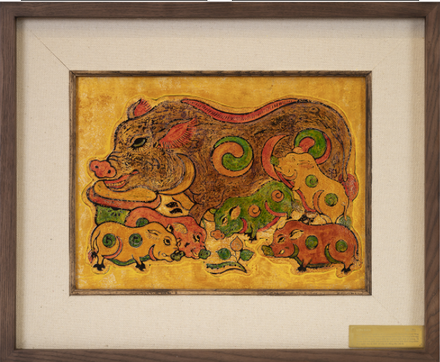 TRANH SƠN MÀI LỢN ĐÀN