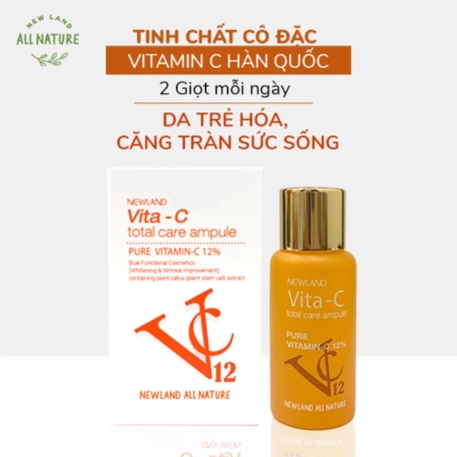 Hộp lẻ Tinh chất Vitamin C hỗ trợ dưỡng sáng, mờ thâm Newland Vita-C Total Care Ampule
