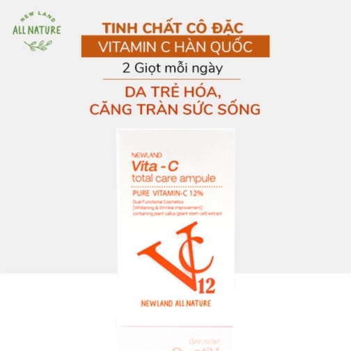 Hộp lẻ Tinh chất Vitamin C hỗ trợ dưỡng sáng, mờ thâm Newland Vita-C Total Care Ampule