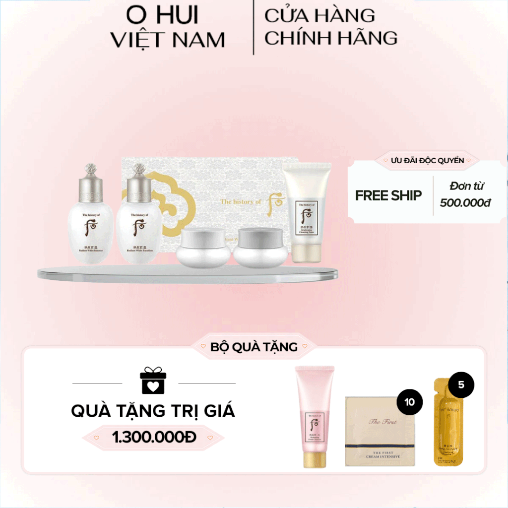 Bộ sản phẩm dưỡng trắng da và trị nám Whoo Gongjinhyang Seol Mini 5pcs