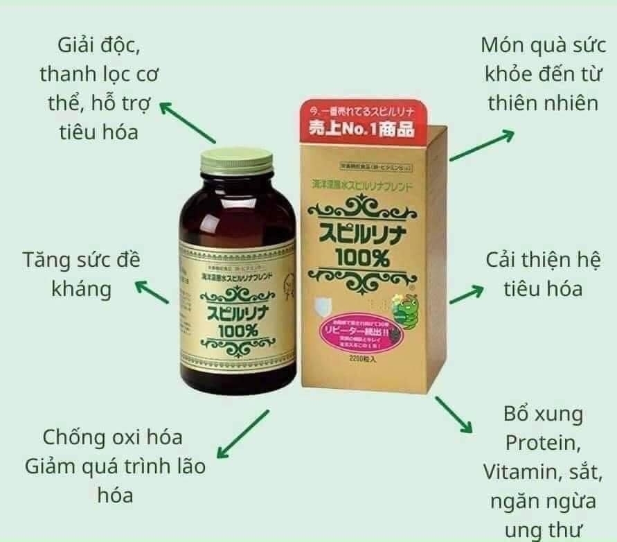 JAPAN ALGAE - Tảo xoắn SPIRULINA 2200 viên (tảo tem đỏ)