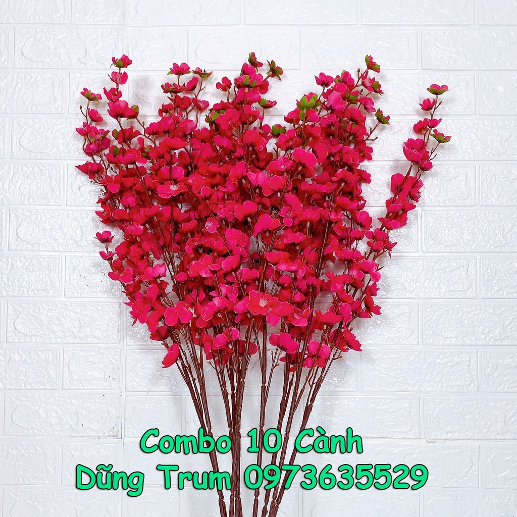 Cành mai giả cành đào giả cao 1m trang trí Tết cực đẹp (Combo 10 cành)