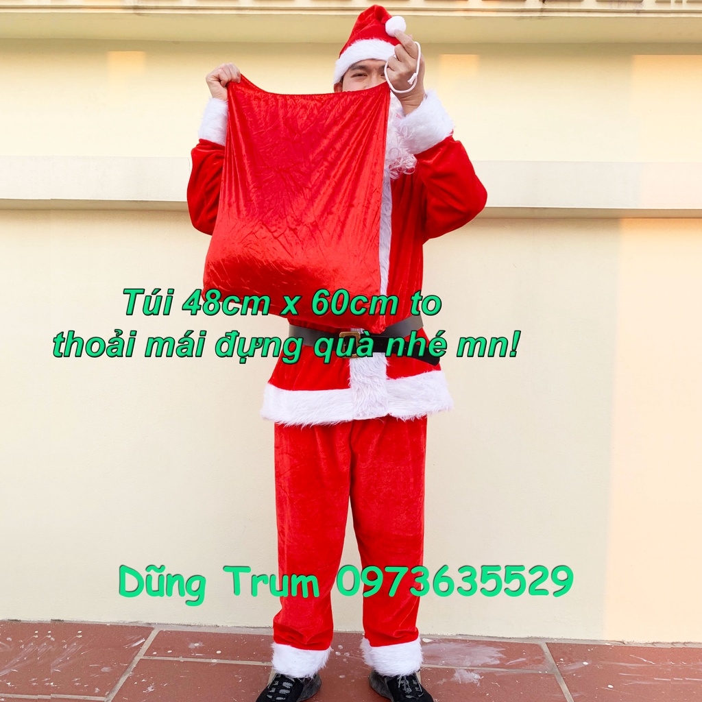Bộ Quần Áo Ông Già Noel Chuẩn Chất Nhung Đầy Đủ Chi Tiết Siêu Đẹp
