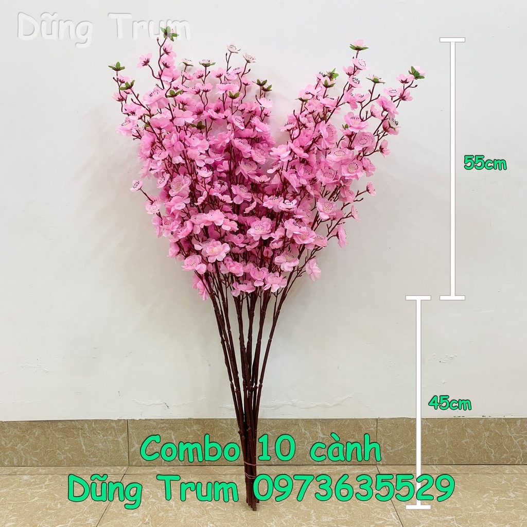 Cành mai giả cành đào giả cao 1m trang trí Tết cực đẹp (Combo 10 cành)