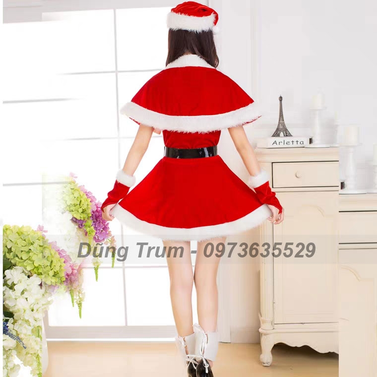 Bộ váy hóa trang Noel nữ, trang phục Noel nữ chất liệu nhung siêu đẹp DT36