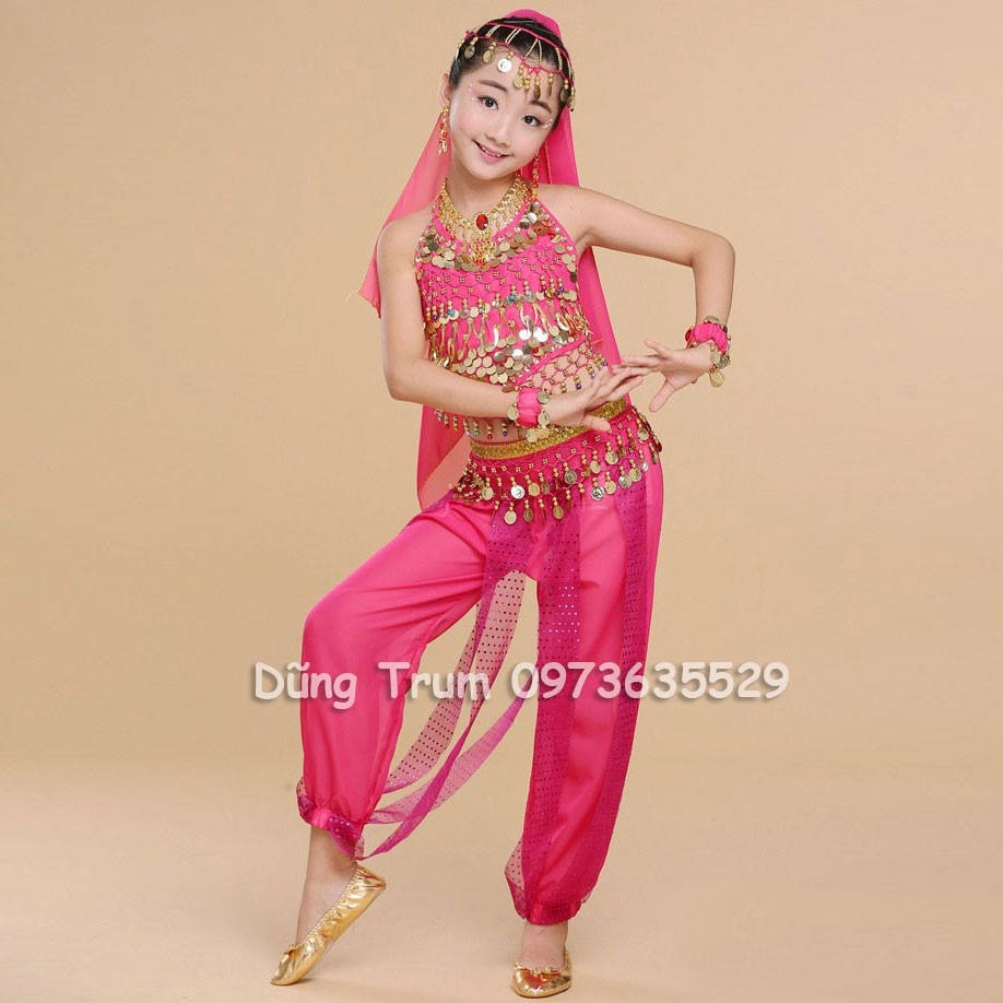 Trang phục múa bụng Ấn Độ trẻ em cực đẹp (Quần dây - Áo Yếm)