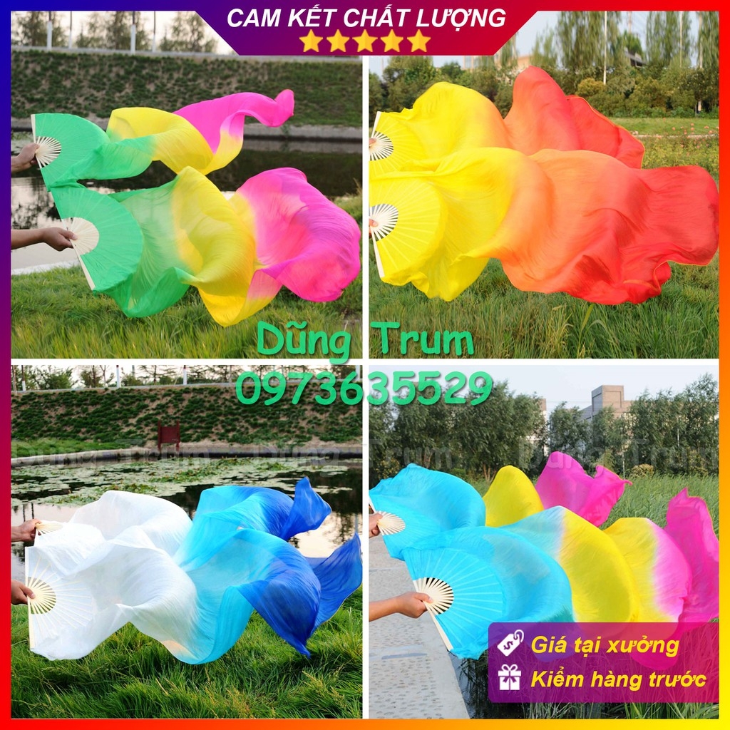 Quạt múa dài 3 màu tua dài cực mềm mại và đẹp
