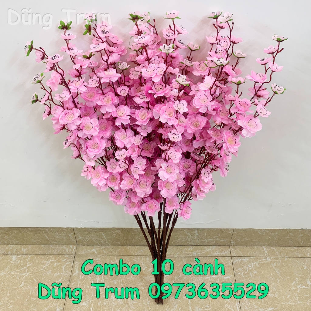 Cành mai giả cành đào giả cao 1m trang trí Tết cực đẹp (Combo 10 cành)