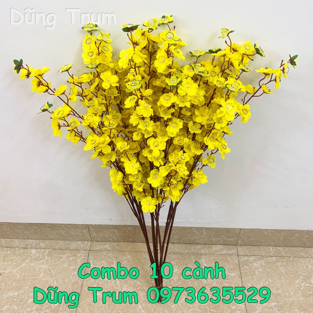 Cành mai giả cành đào giả cao 1m trang trí Tết cực đẹp (Combo 10 cành)