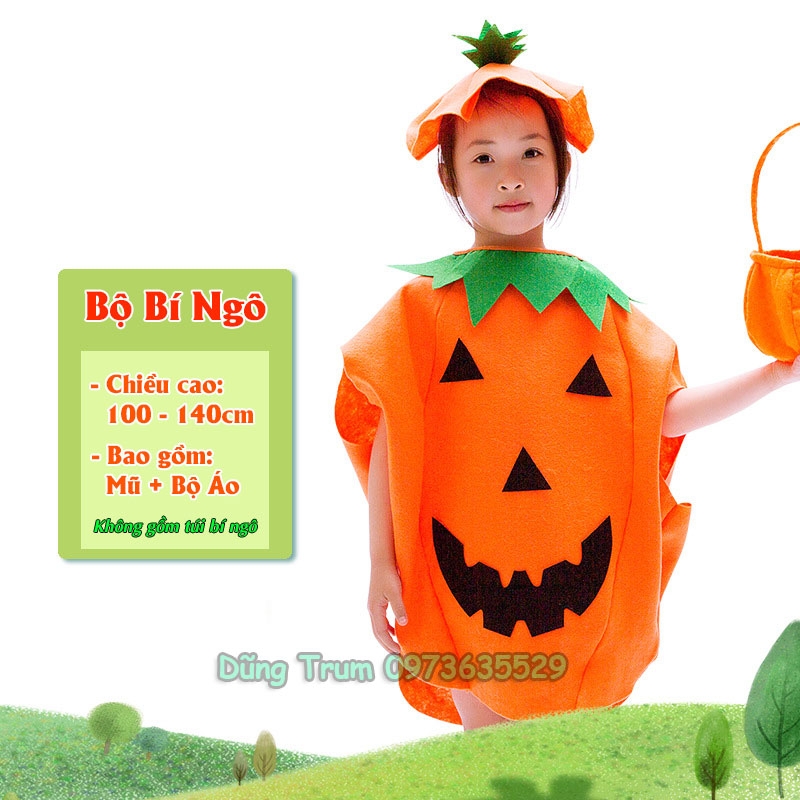 Bộ Bí Ngô hóa trang Halloween cho các bé, Áo Choàng Bí Ngô Halloween