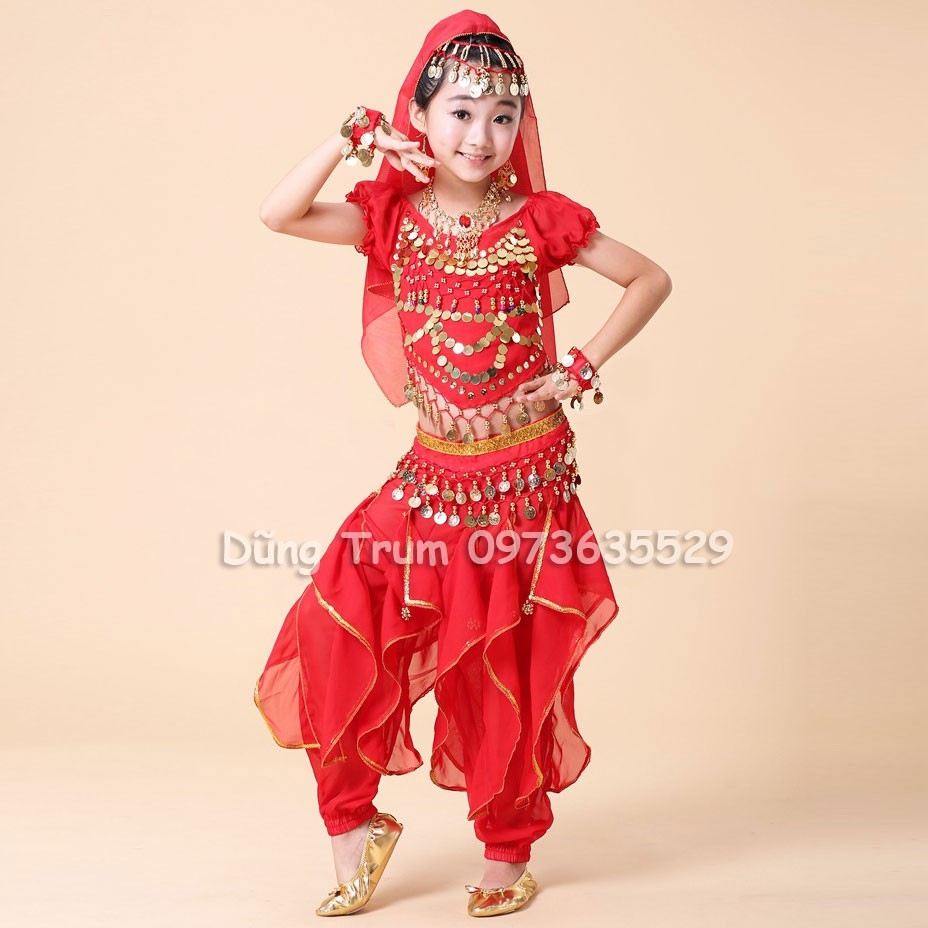 Trang phục Ấn độ múa trẻ em (Quần khế - Áo cộc)
