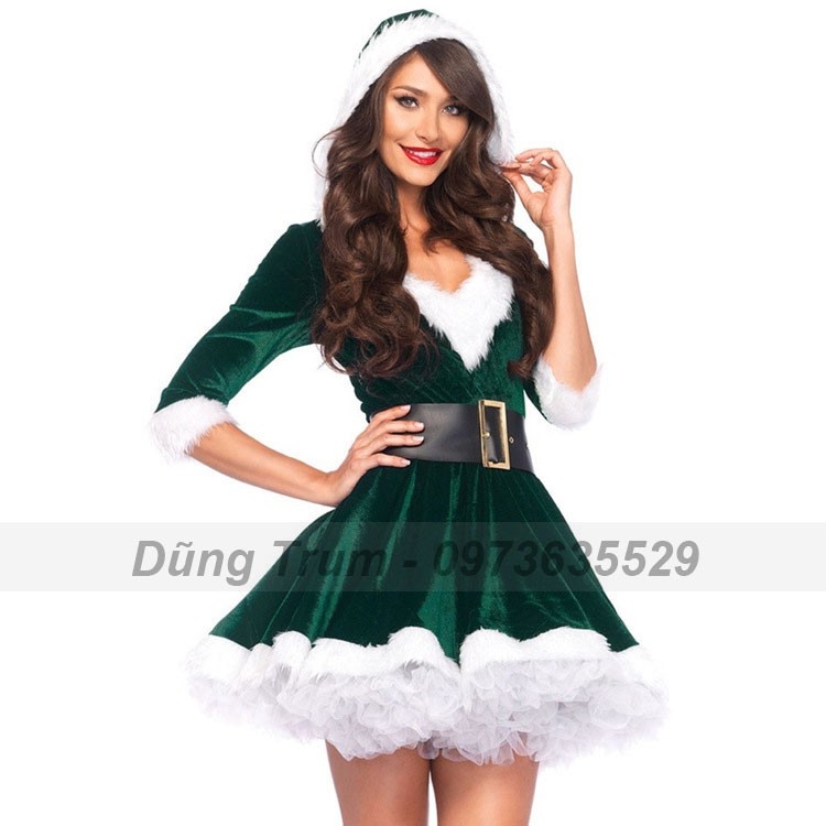 Đầm Noel nữ cao cấp nổi bật, váy hóa trang Noel chất nhung cực đẹp DT41