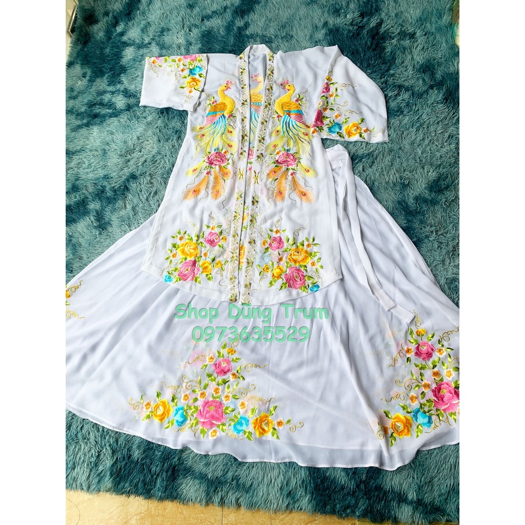 Trang phục hầu Cô Bơ họa tiết cực đẹp, hầu đồng Cô Ba Thoải Phủ