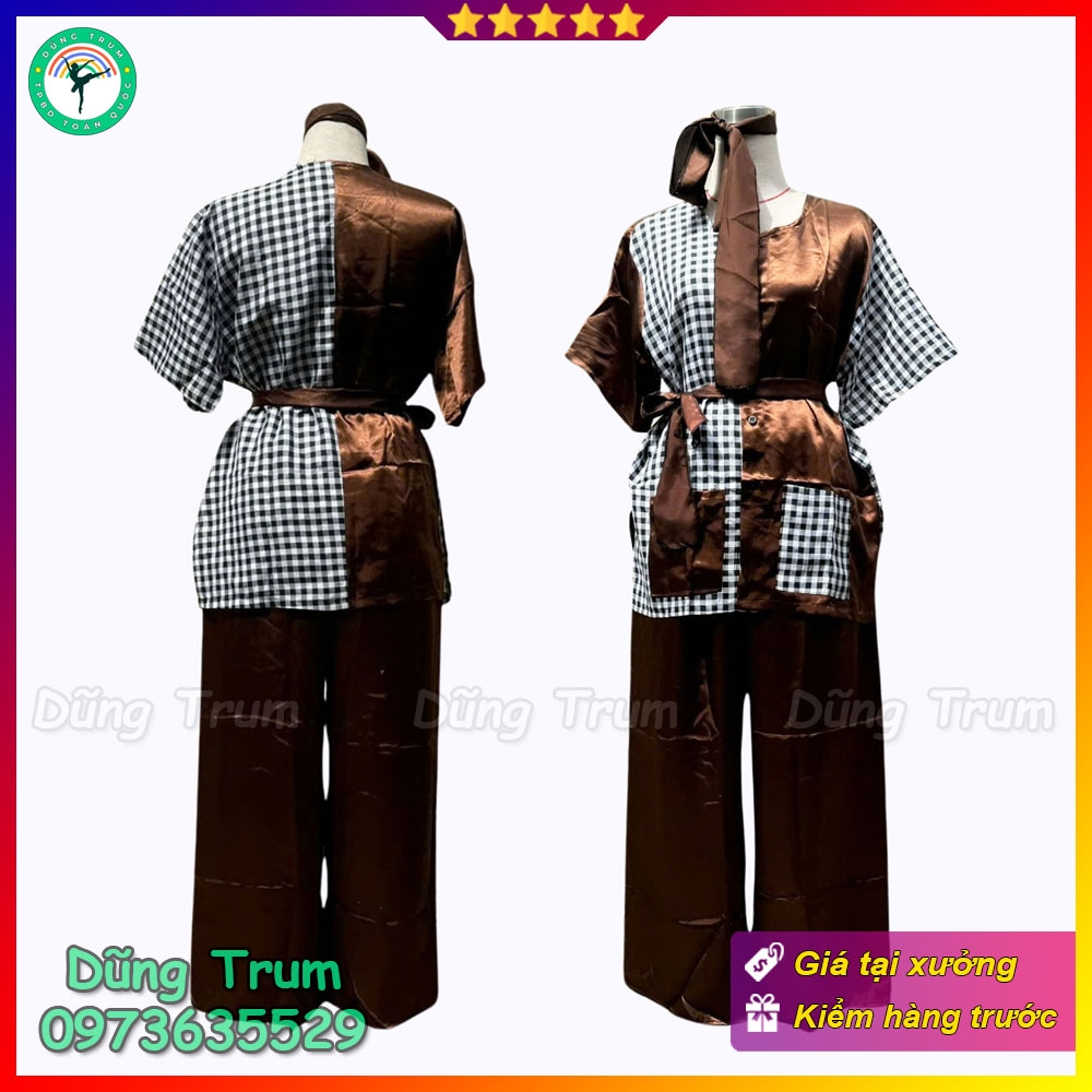 Bộ Áo Bà Ba Nông Dân Người Lớn đầy đủ phụ kiện hóa trang chú Cuội biểu diễn