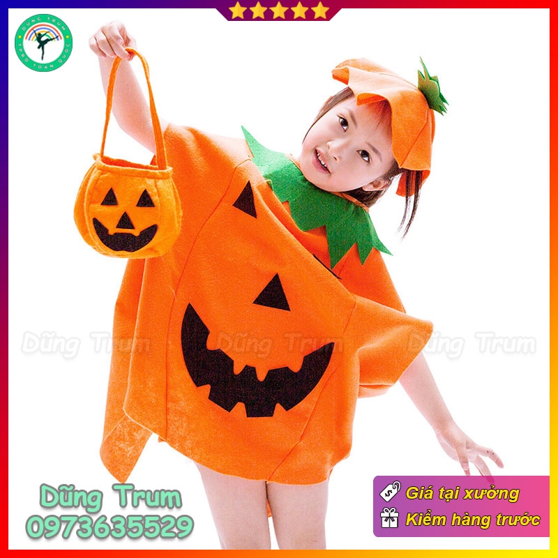 Bộ Bí Ngô hóa trang Halloween cho các bé, Áo Choàng Bí Ngô Halloween