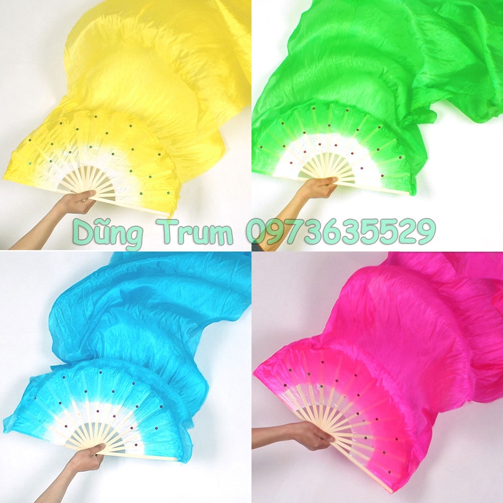 Quạt múa 1m5 dải lụa dài 1 màu biểu diễn văn nghệ