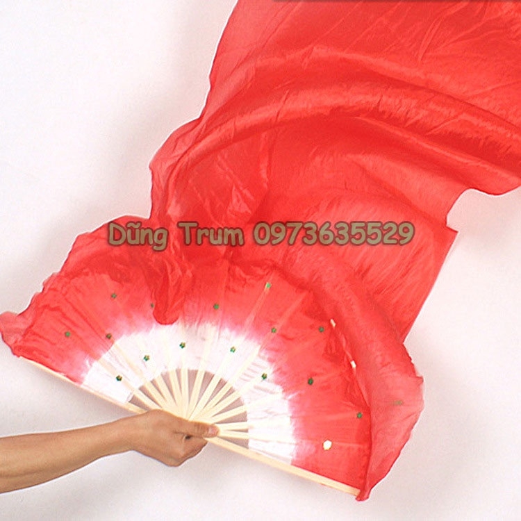 Quạt múa 1m5 dải lụa dài 1 màu biểu diễn văn nghệ
