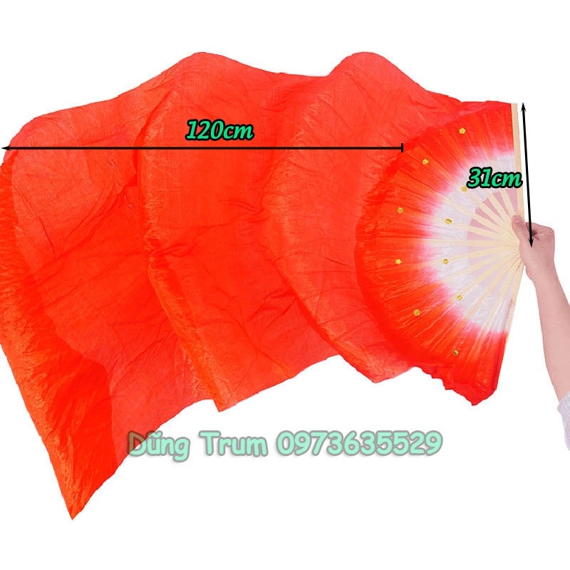 Quạt múa 1m5 dải lụa dài 1 màu biểu diễn văn nghệ