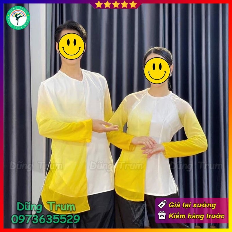 Áo bà ba vàng trắng phối màu gradient siêu đẹp
