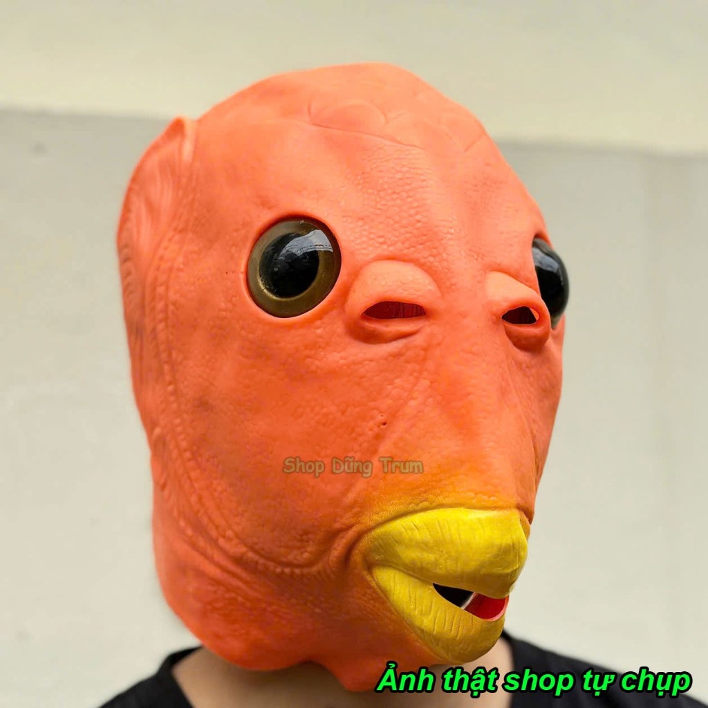 Mặt nạ đầu cá xanh lá đội đầu hài hước troll đủ màu, mặt nạ xanh cá chép bằng silicon hoá trang Hallowen