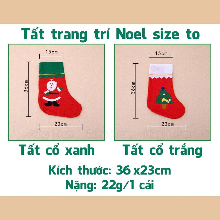 COMBO 12 Tất Noel đựng quà size to 23 x 36cm trang trí Giáng Sinh chất liệu vải không dệt