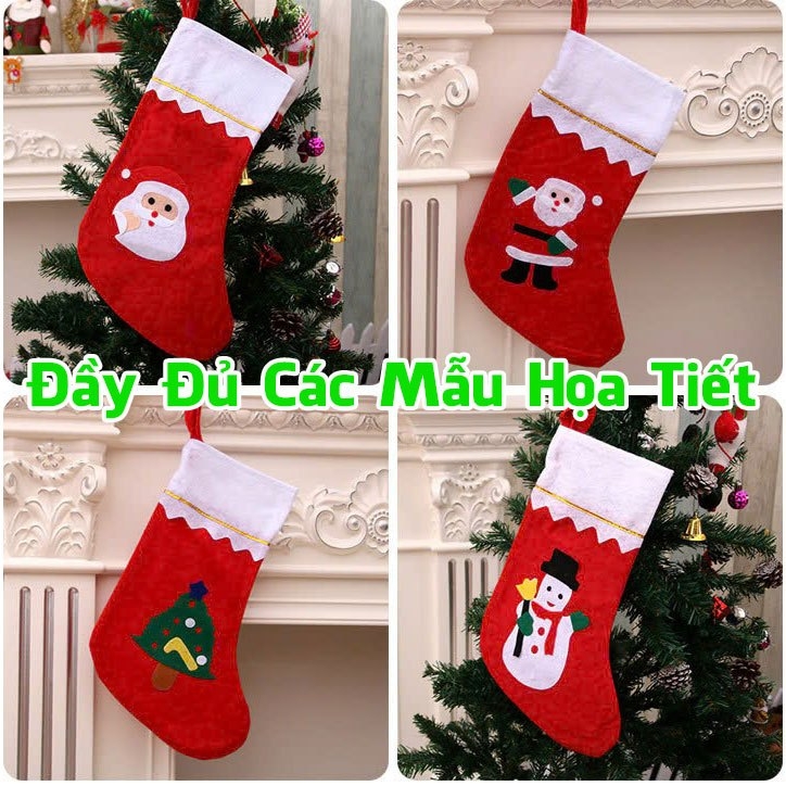 COMBO 12 Tất Noel đựng quà size to 23 x 36cm trang trí Giáng Sinh chất liệu vải không dệt