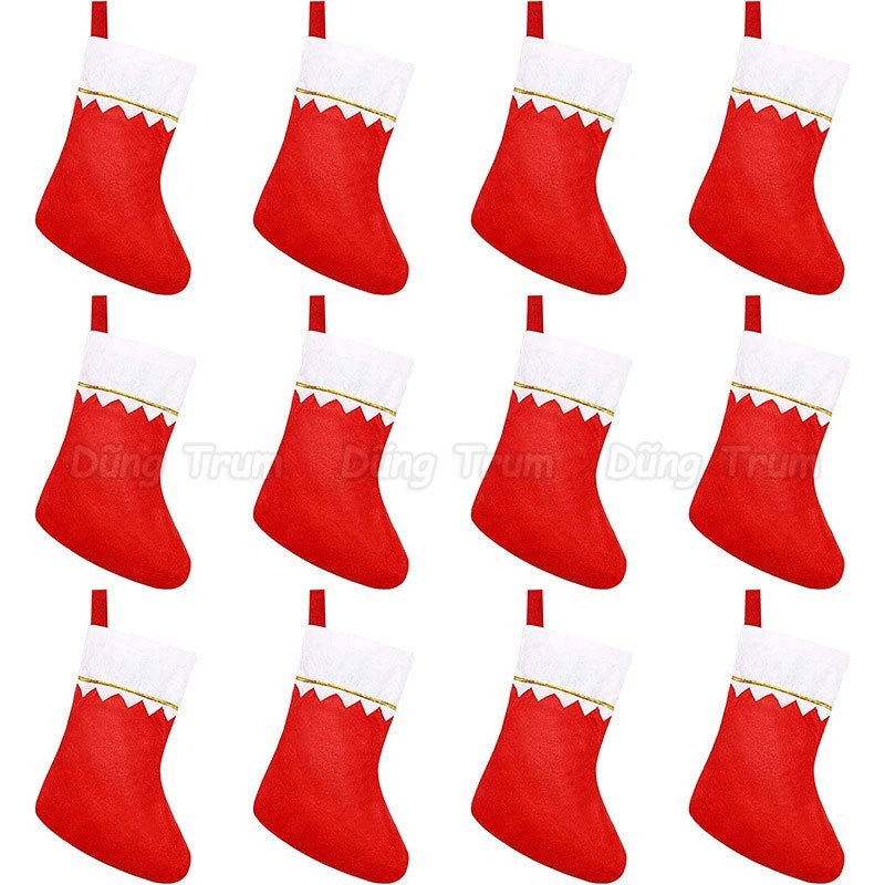 COMBO 12 Tất Noel đựng quà size to 23 x 36cm trang trí Giáng Sinh chất liệu vải không dệt