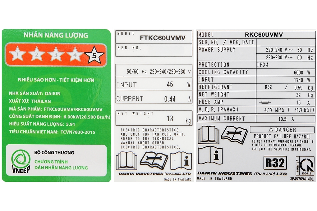 Điều hòa Daikin 1 chiều 20.500BTU inverter FTKC60UVMV