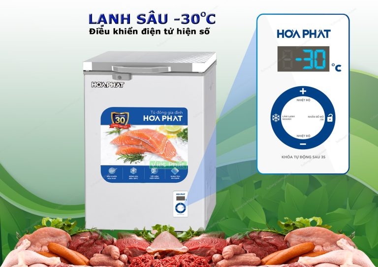 Tủ đông Hòa Phát 107 lít mặt kính - dàn Đồng - HPF AD6107.T1