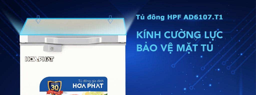 Tủ đông Hòa Phát 107 lít mặt kính - dàn Đồng - HPF AD6107.T1