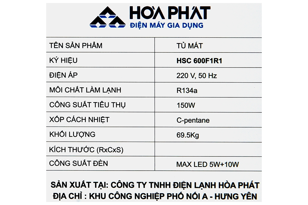 Tủ mát Hòa Phát 242 lít HSC 600F1R1