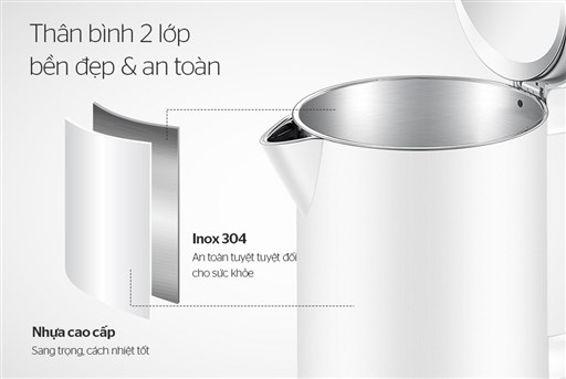 Ấm Siêu Tốc Inox 2 Lớp 1.7L SUNHOUSE MAMA SHD1386W