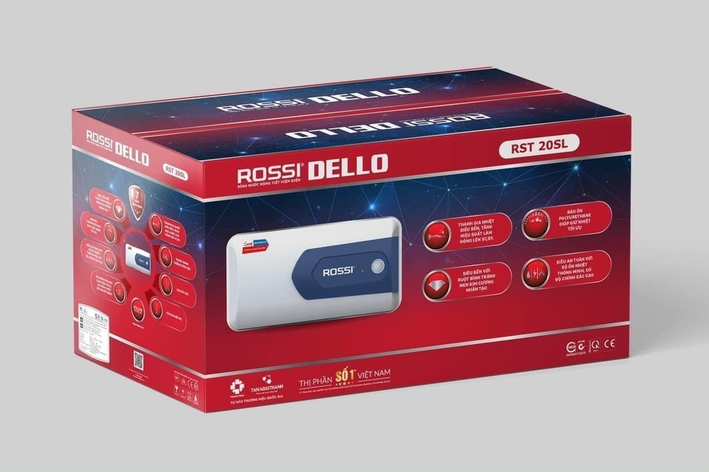 Bình nóng lạnh Rossi Dello 15 lít ngang RDO15SL